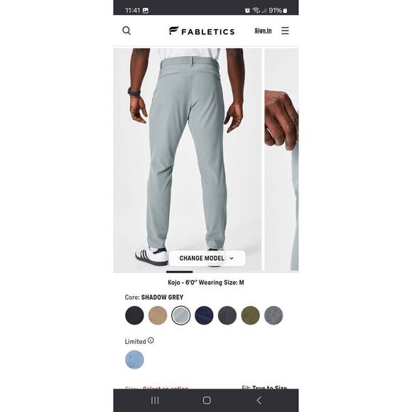 New Small Short Fabletics Shadow Grey The Only Pants NWT Casual Athletic - Picture 3 of 11